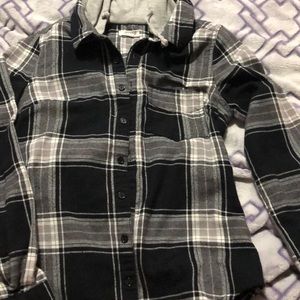 Black and white hoodie flannel